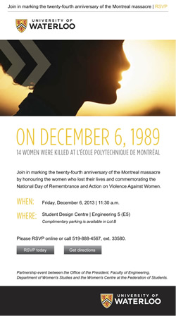 December 6 memorial event poster.