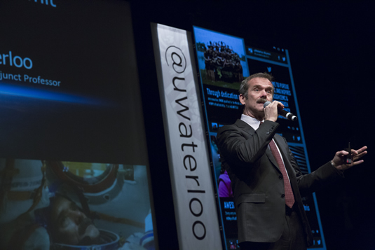 Chris Hadfield speaks at the public lecture on Tuesday, December 3.