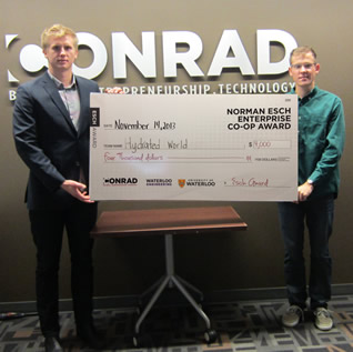 Aleks Poldma and Spencer Kelly of Hydrated World pose with their oversized cheque.