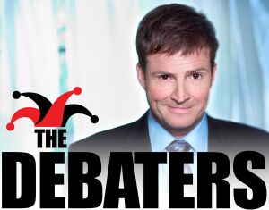 The Debaters logo, including a jester cap.