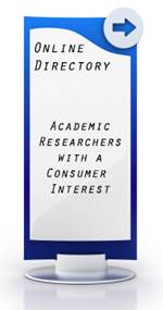 A sign that says Online Directory Academic Researchers with a Consumer Interest.