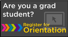 A button that says "Are You A Grad Student? Register for Orientation."