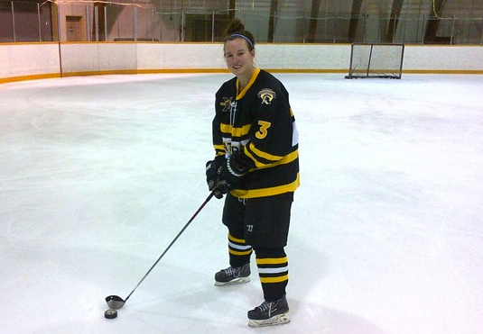 Kaitlyn “Donnie” McDonnell demonstrates golf on the ice.