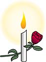 A candle and rose.